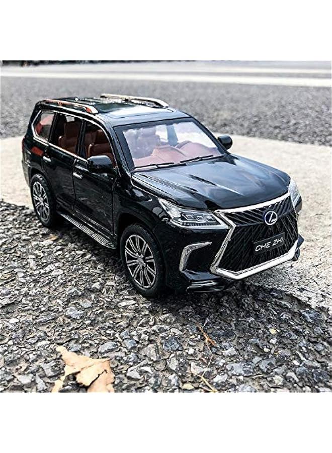 1/24 Lexus 570 Off-Road in Luxury SUV Model Car, Zinc Alloy Pull Back Big Toy car with Sound and Light for Kids Boy Girl Gift (Black) - Image 4
